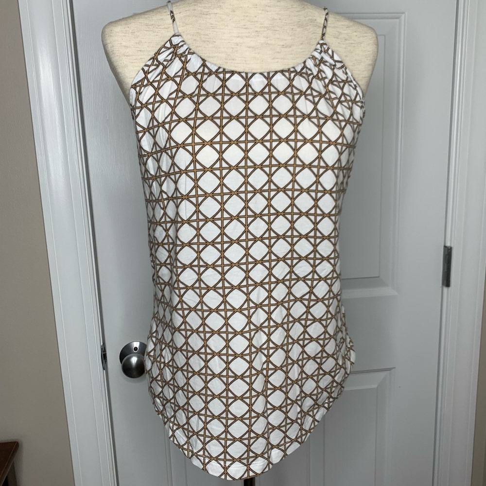 Banana Republic White Tan Geometric Halter Top S